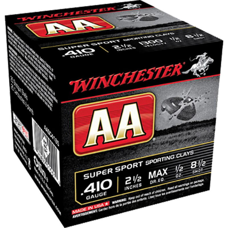 Winchester AA Super Sport 410 Ga 2-1/2" 1/2Oz Box 25 Rd in Shot Size 8.5 Ammo Size